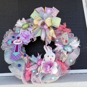 Easter mesh and and ribbon wreathe